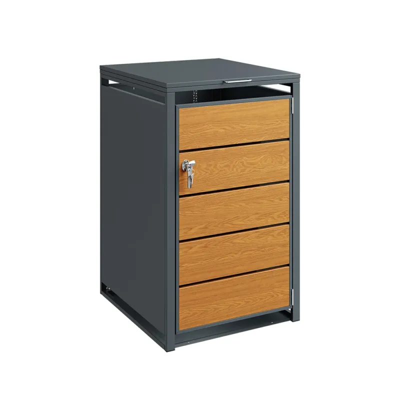 SoBuy | Mülltonnenboxen | 1er Mülltonnenbox 240l abschließbar | Dark Gray | 69×80×116 cm | OGS63-N