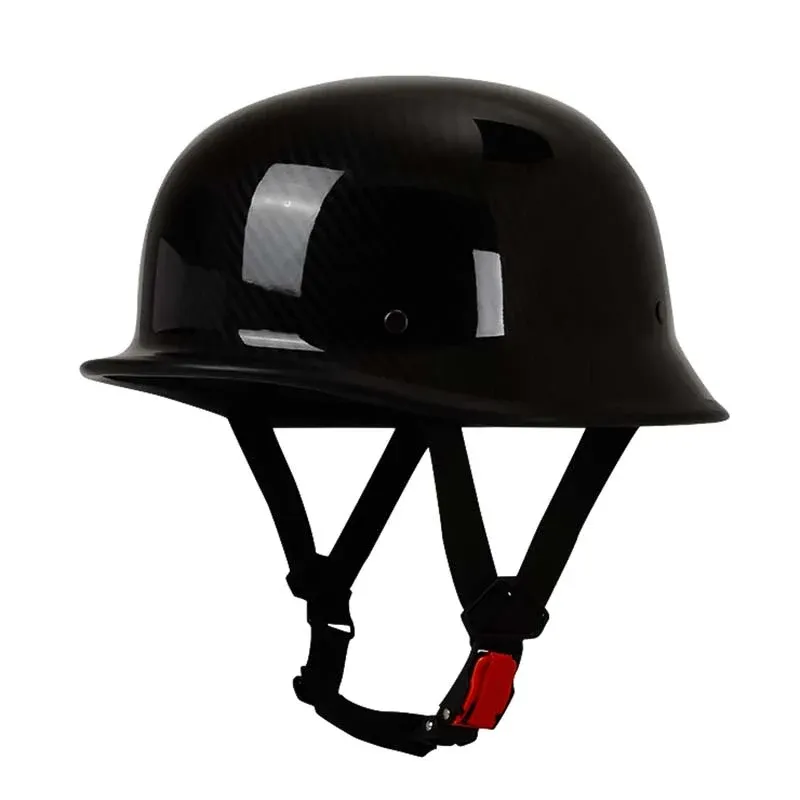 Classic Motorcycle Half Helmet Gloss Black DOT ECE Certified - Product showcase