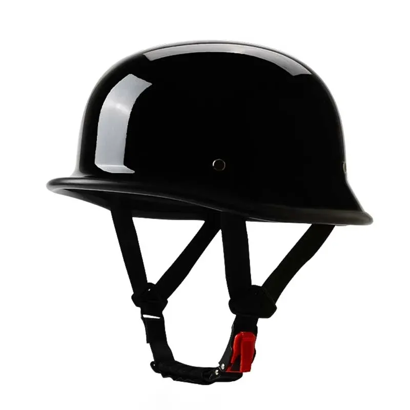 Classic Motorcycle Half Helmet Gloss Black DOT ECE Certified - Detailed view