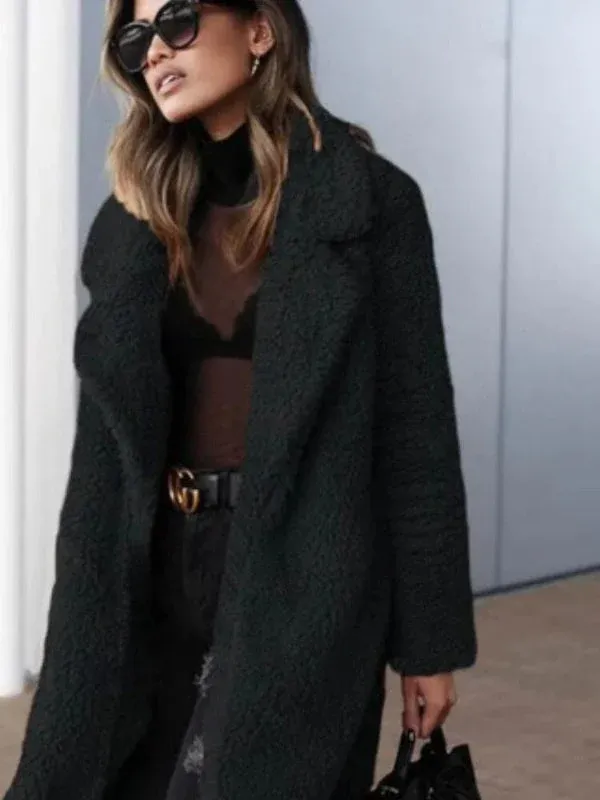 Plush Teddy Coat Long Oversized Winter Outerwear - Product detail 4