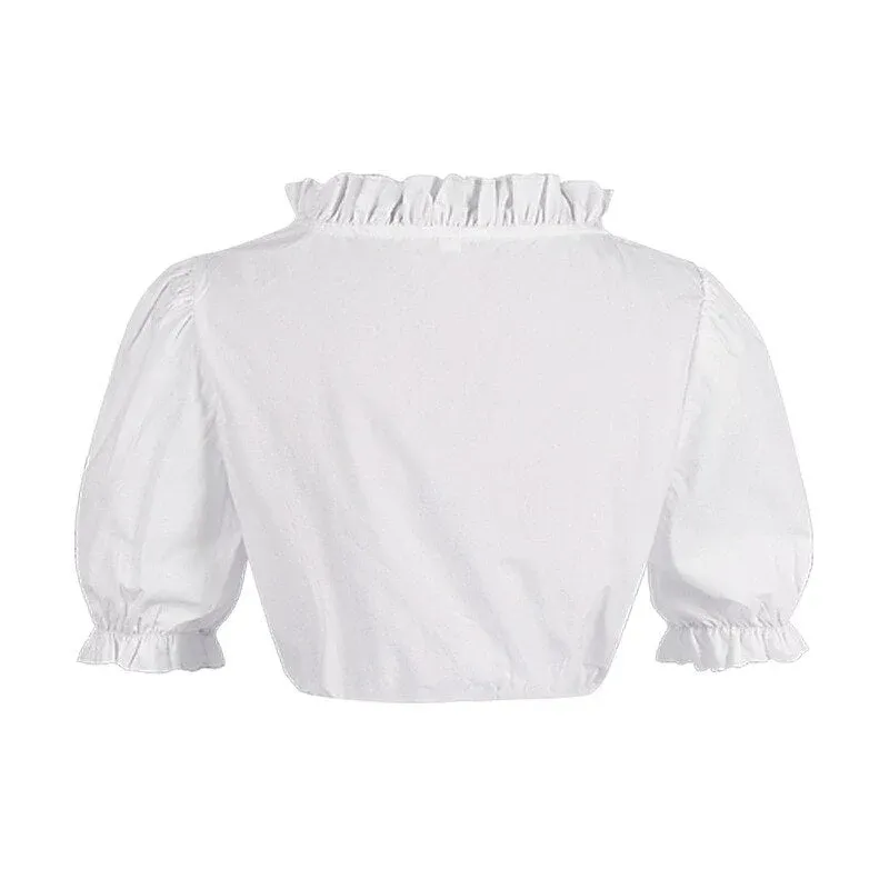 Traditional Dirndl Dress Pink Floral Embroidered With White Blouse - Product detail 4