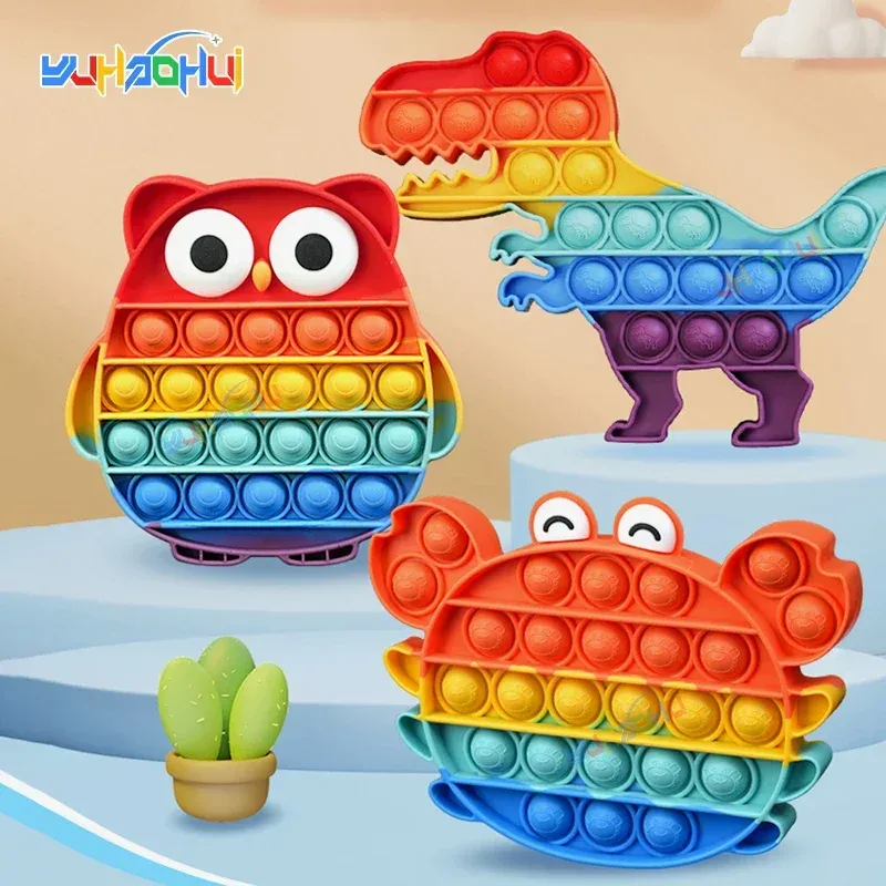 Sensory Pop Fidget Toy Rainbow Animal Shapes Design - Product showcase