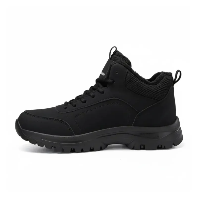 Waterproof Winter Boots Men Black Plush Lined Ankle High - Detailed view