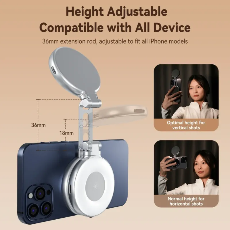 Magnetic Selfie Ring Light Height Adjustable LED Phone Light - Product showcase
