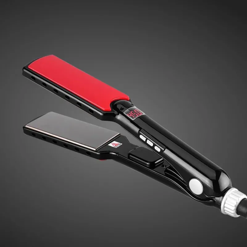 Professional Wide Plate Hair Straightener Digital Titanium Styling Iron - Product showcase