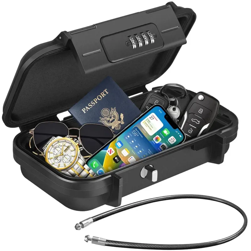Portable Security Safe Box Waterproof Travel Valuables Storage - Product showcase