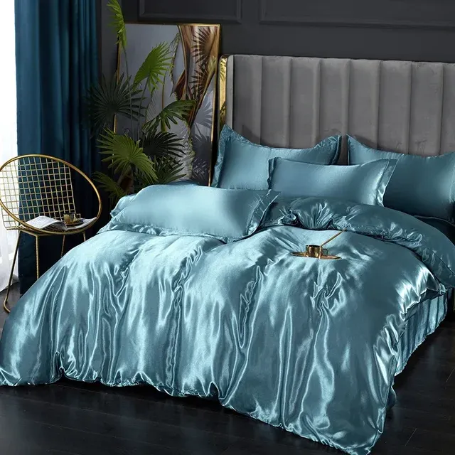 Luxury Satin Bedding Set Silky Smooth Duvet Cover Pillowcases - Product showcase