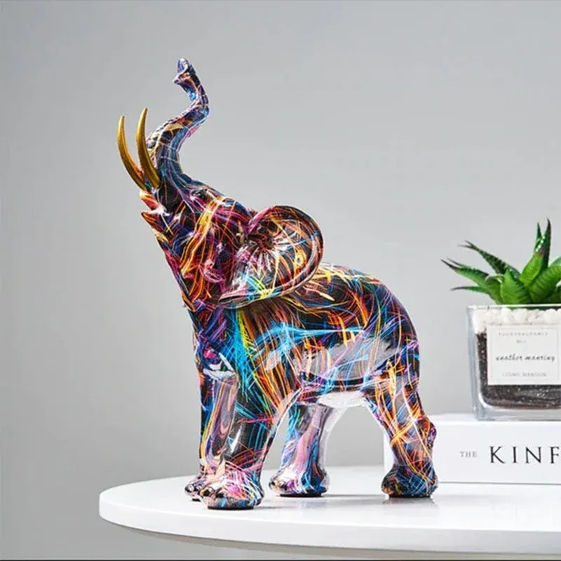 Modern Elephant Sculpture Abstract Multicolor Design - Product showcase