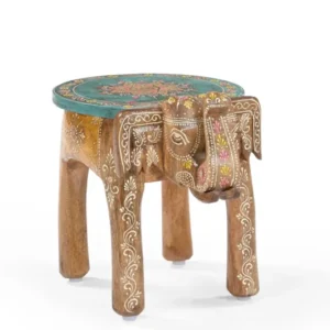 Handbemalter Holztisch – Elefanten Beistelltisch aus Holz mit Mandala, hand-painted wooden elephant side table.
