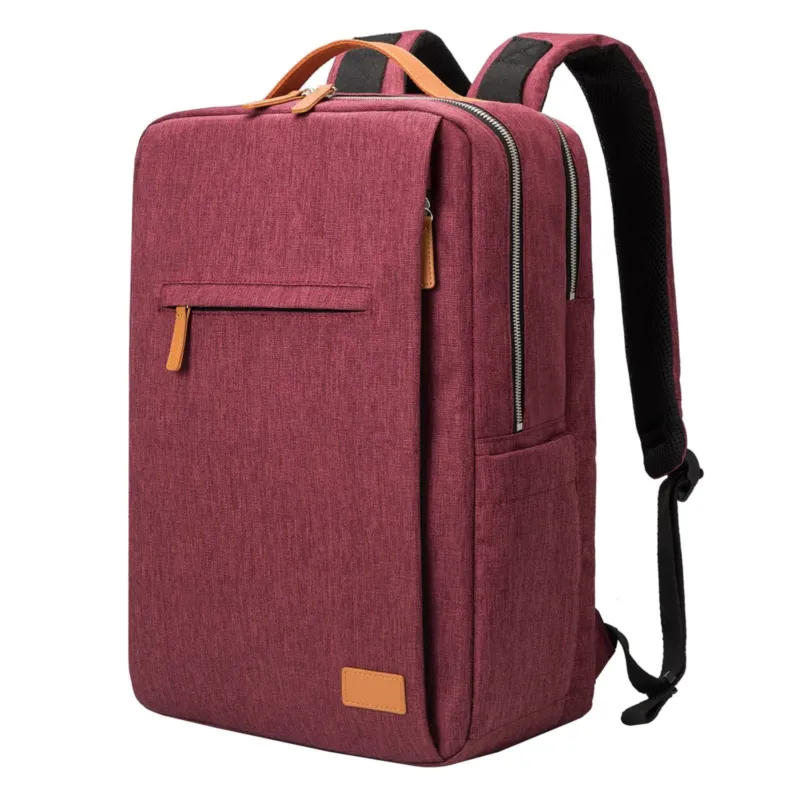 Professional Laptop Backpack Water-Resistant Canvas With Leather Trim - Product showcase
