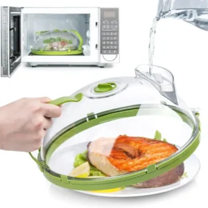 Microwave Food Cover Steam Vent Splatter Guard With Handle - Product showcase