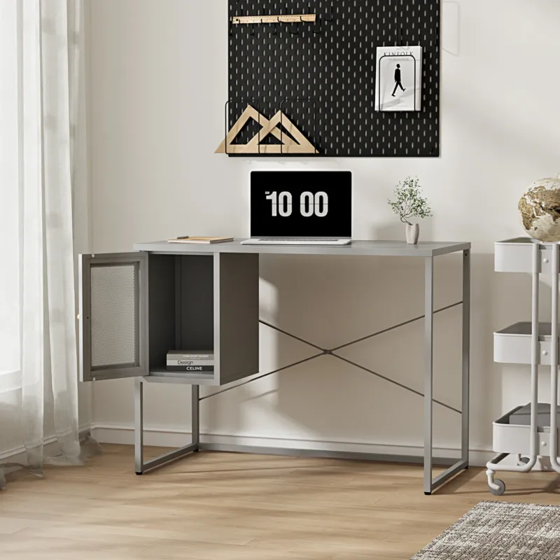 Schreibtisch Sund Stahl 75x100x50 cm Grau [en.casa] - premiumXL