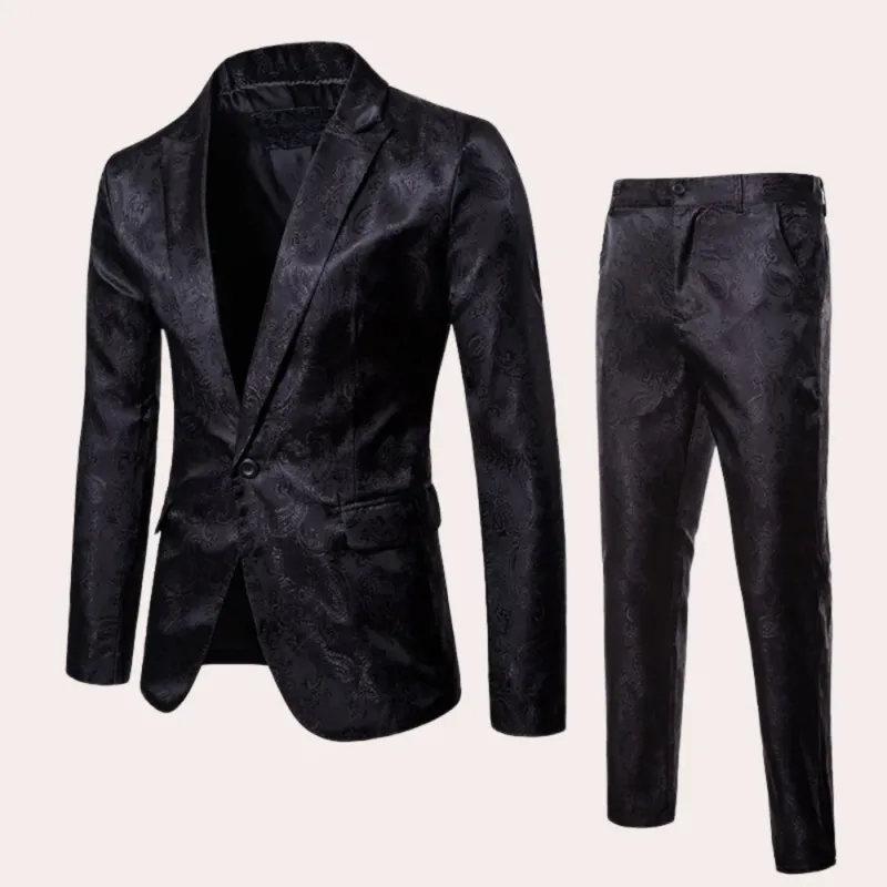 Formal Mens Suit Jacquard Pattern Two-Piece Set - Product showcase