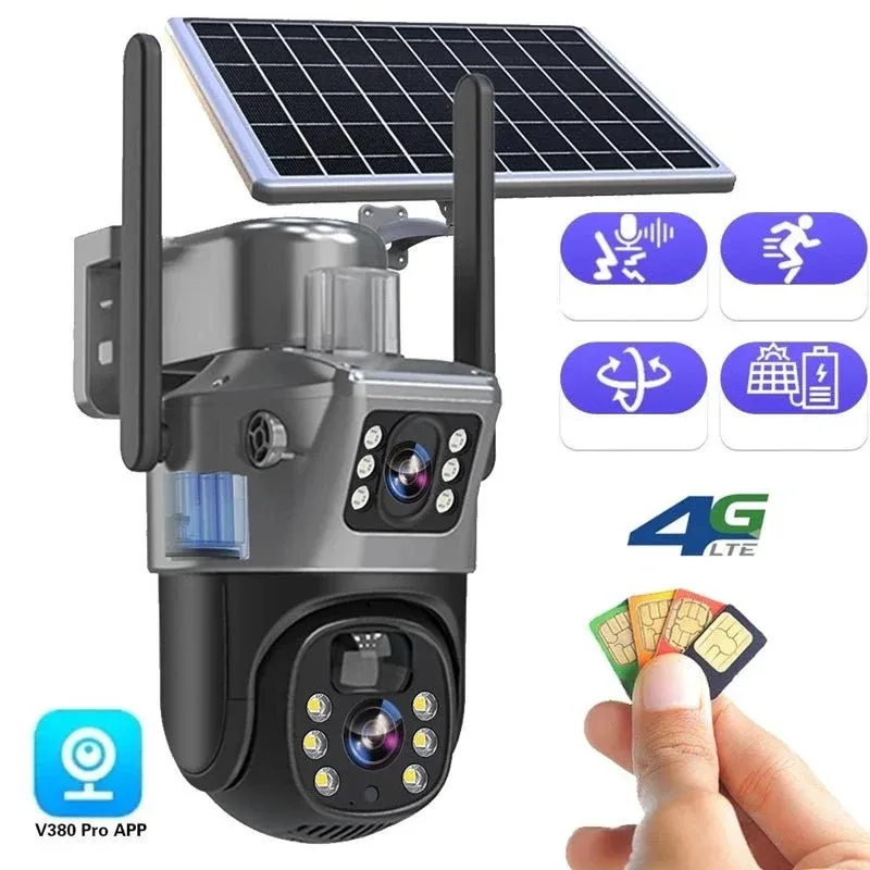 Solar Security Camera 4K Wireless with Dual Lens and 360 Rotation - Detailed view