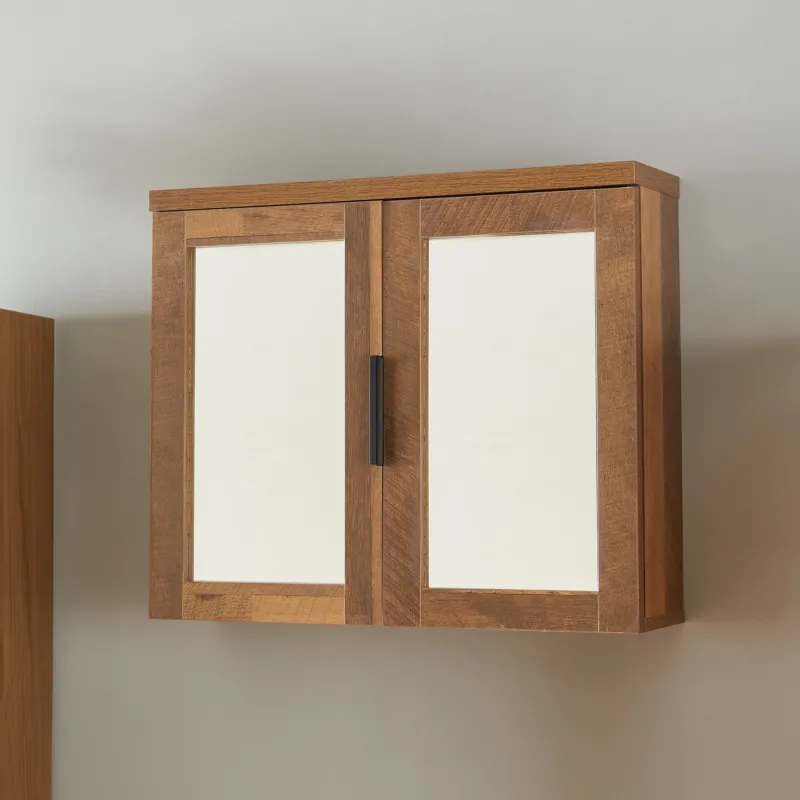 Spiegelschrank Namsskogan 50x60x15cm Walnussoptik [en.casa] - premiumXL