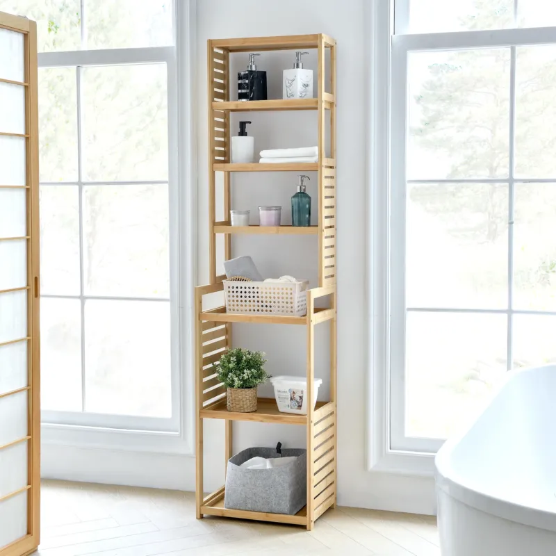 Standregal Forssa 165 x 42 x 28 cm Bambus Natur [en.casa] - premiumXL