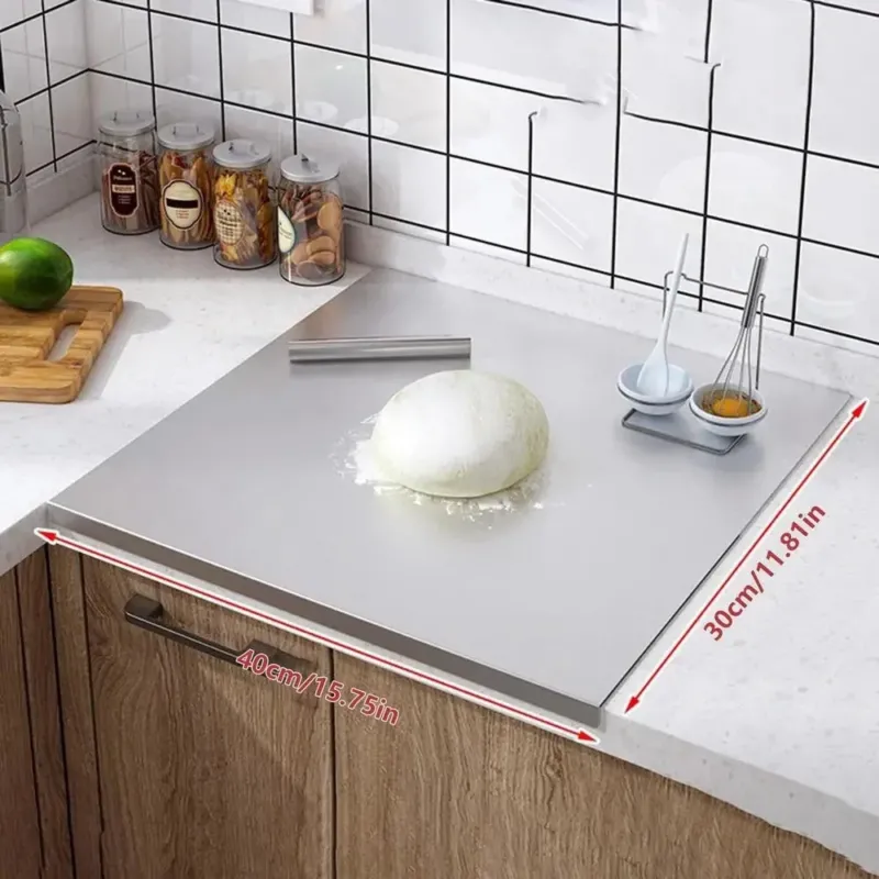 Stainless Steel Cutting Board Durable Kitchen Surface With Raised Edge - Product showcase