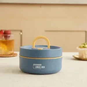 Insulated Stainless Steel Lunch Box Double Container Set with Thermal Bag - Product showcase