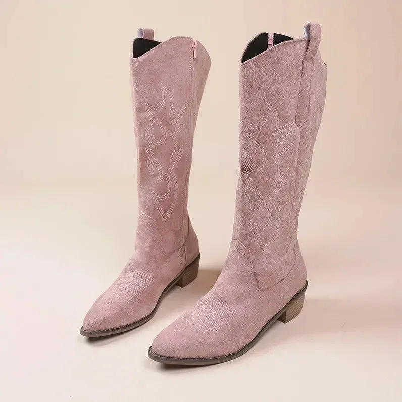 Western Suede Boots Classic Embroidered Cowgirl Design - Product detail 4