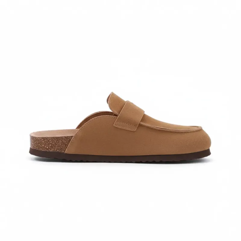 Womens Suede Clogs Cork Sole Slip-On Mules - Detailed view