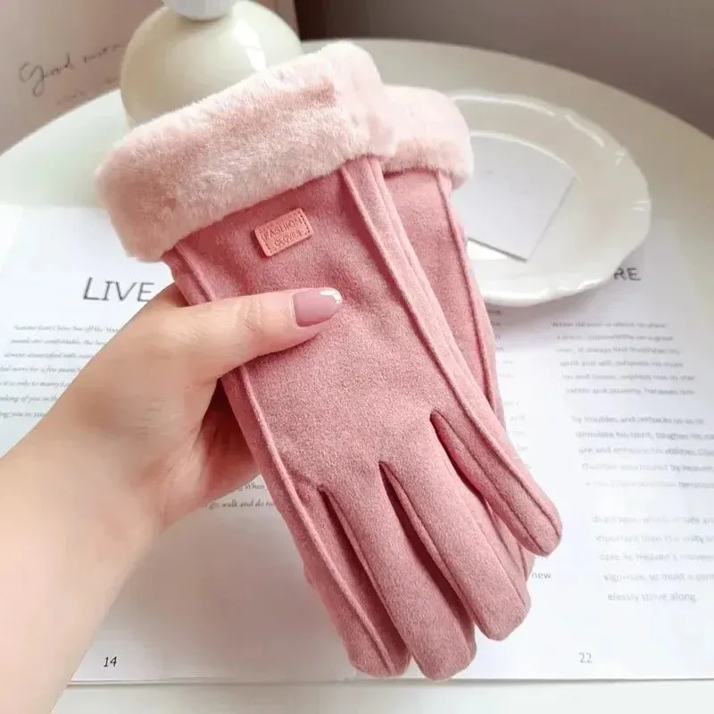 Womens Touchscreen Winter Gloves Plush Suede Fleece Lined - Product detail 4
