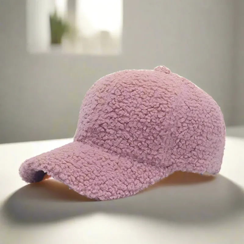 Teddy Fleece Baseball Cap Soft Sherpa Winter Hat - Product detail 4
