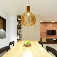Wooden Pendant Light Natural Wood Cage Design - Product detail 4