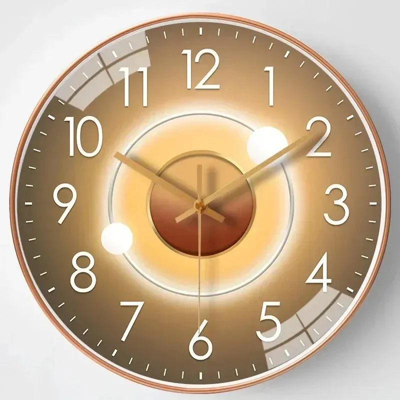 Silent Wall Clock Gradient Gold Digital Design - Product showcase