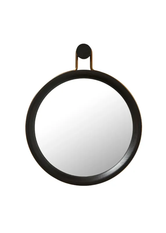 Utility Round Mirror Large Oak onyx Aged Gold von Stellar Works