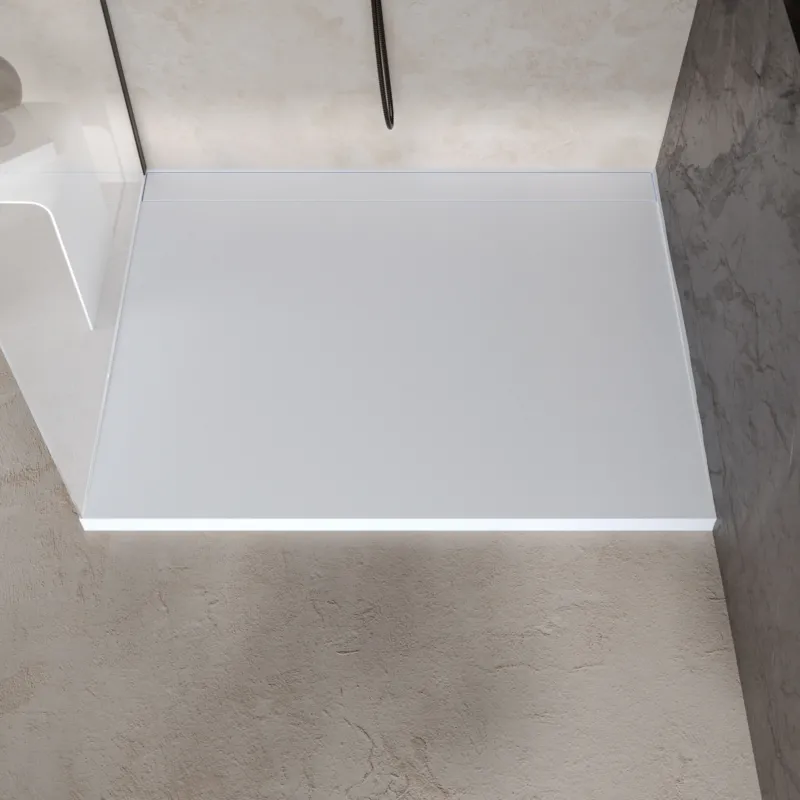 Dolvhin® Duschwanne "Fiora" | Solid-Surface Mineralguss | Seitlicher Kantenablauf