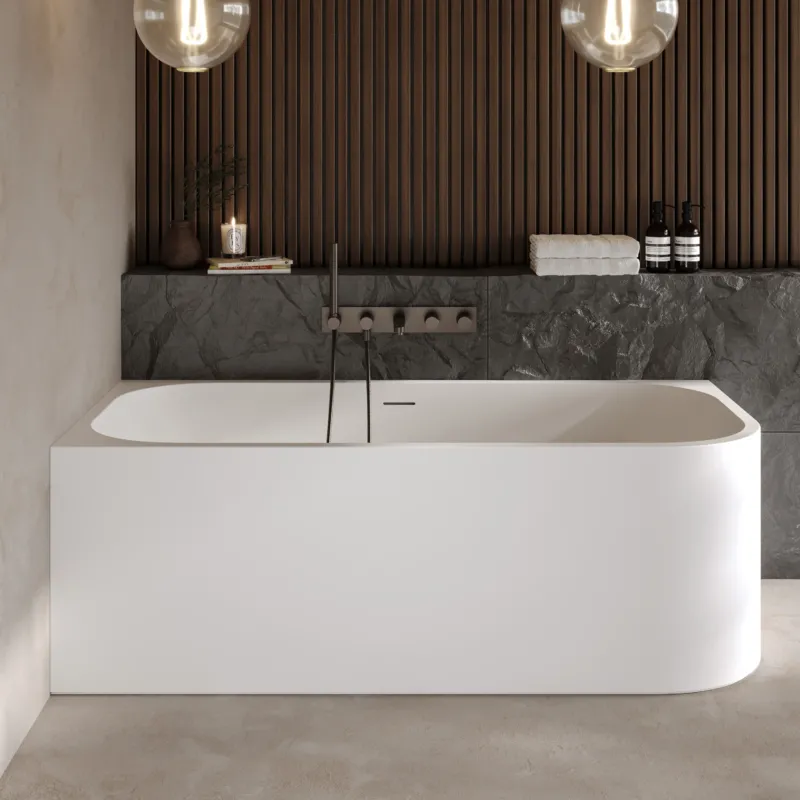 Dolvhin® Eck-Badewanne „Nauru Corner“ | Solid Surface Mineralguss | Eckig | 180x80x60 cm