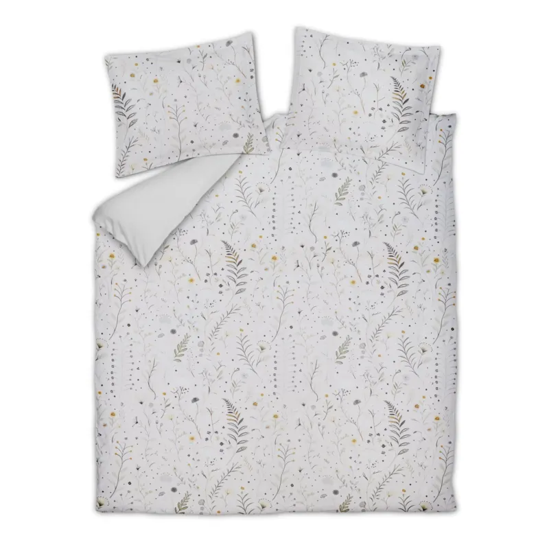 Vandyck Cotton Line Formflora Stone wit dekbedovertrek met fijne twijgjes en kleine bloemetjes