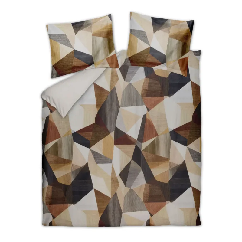 Vandyck Overdrive dekbedovertrek in krachtige hoekige vormen in bruin en beige (SAM126233)