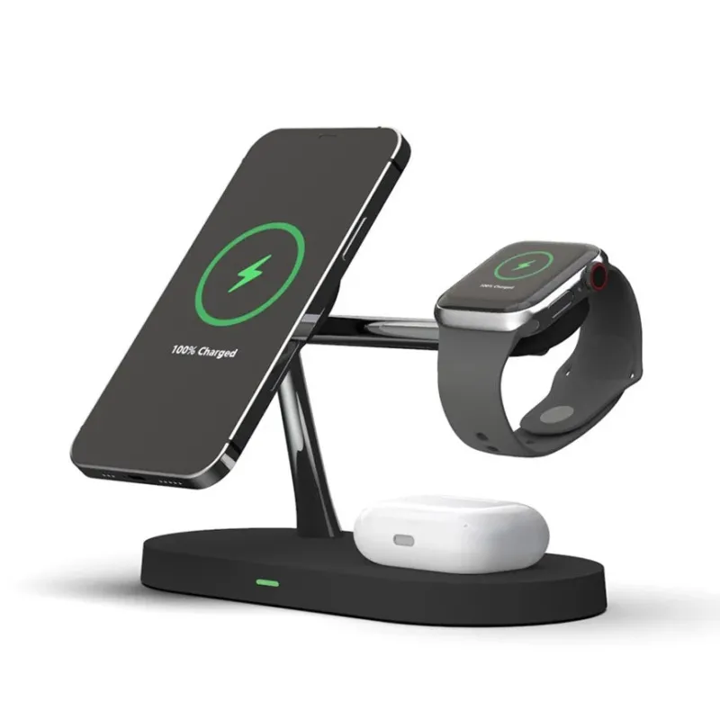 Wireless Charging Station 4-in-1 Multi-Device Dock with LED Light - Product showcase