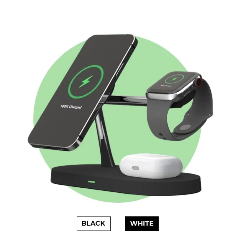 Wireless Charging Station 4-in-1 Multi Device Stand with LED Light - Detailed view