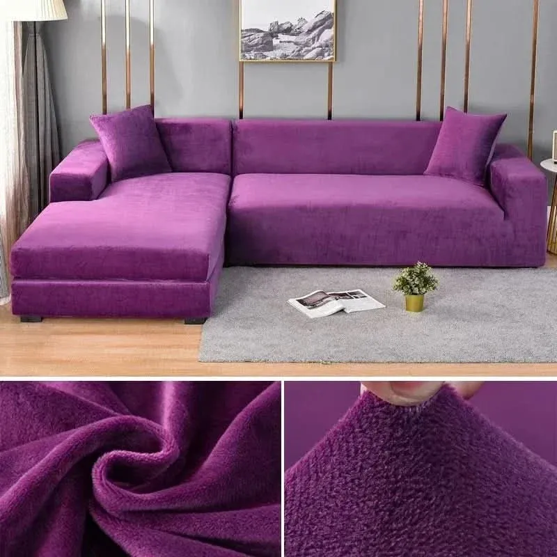 Stretch Sofa Cover Soft Velvet Fabric Protection - Product detail 4