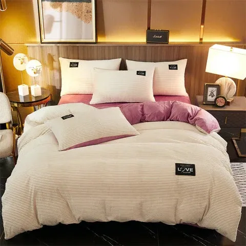 Luxury Velvet Duvet Cover Plush Corduroy Ribbed Texture - Product showcase