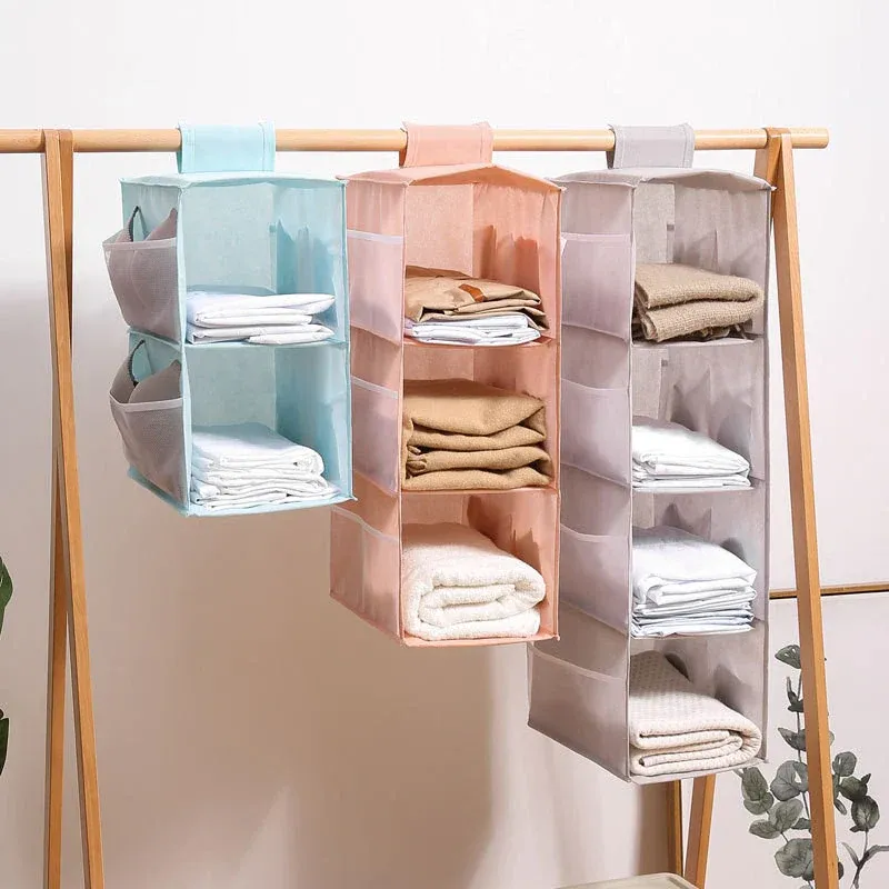 Hängender Kleiderschrank Organizer mit Etagen – faltbar