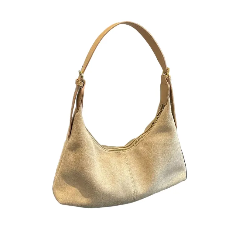 Minimalist Suede Handbag Crescent Shape Crossbody Design - Product example