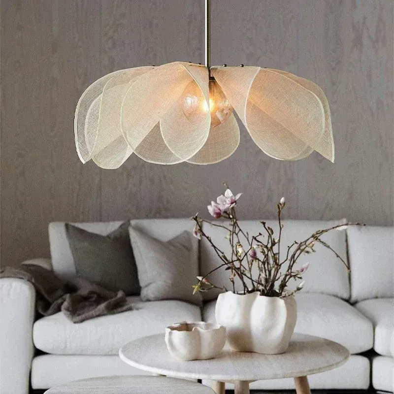 Modern Fabric Pendant Light Petal Shade Design - Detailed view