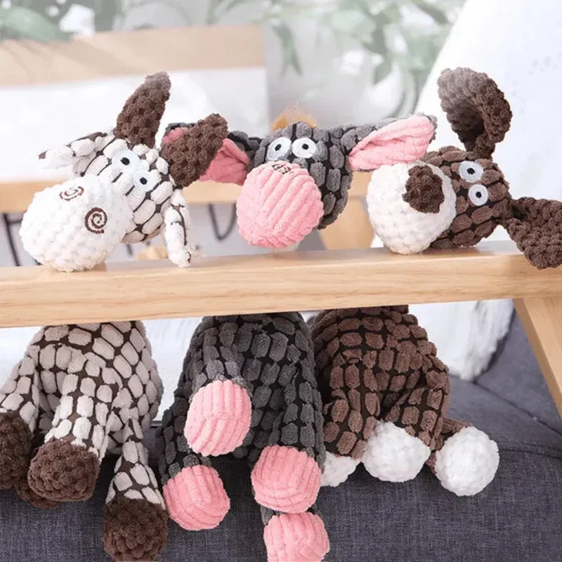Corduroy Donkey Dog Toy Durable Plush Squeaky Design - Product detail 4