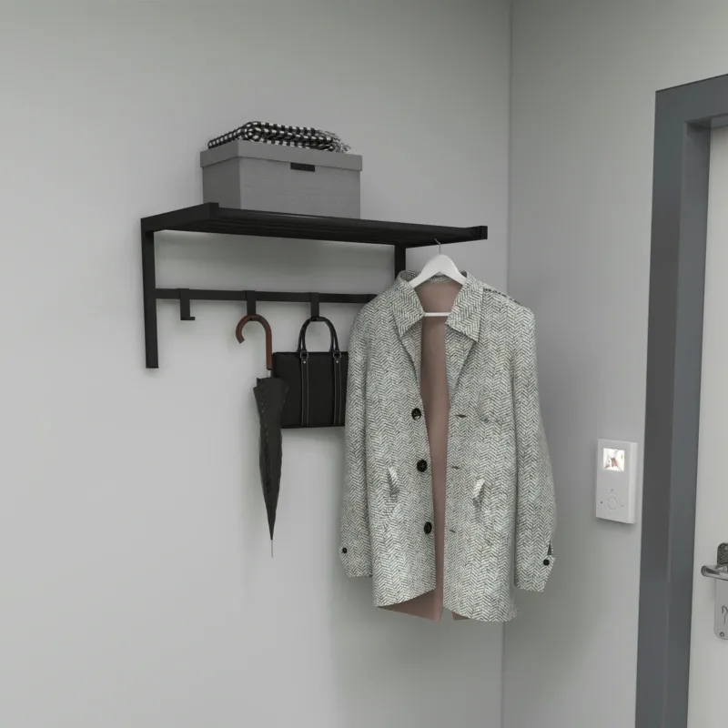 Wandgarderobe Tolga mit Hutablage Schwarz [en.casa] - premiumXL