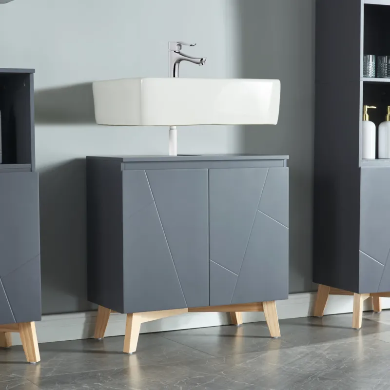 Waschbeckenunterschrank Overath 60x60x30cm Grau [en.casa] - premiumXL