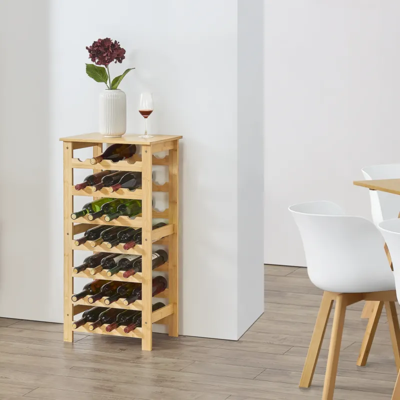 Weinregal Äänekoski 94x47x29 cm Bambus Natur [en.casa] - premiumXL