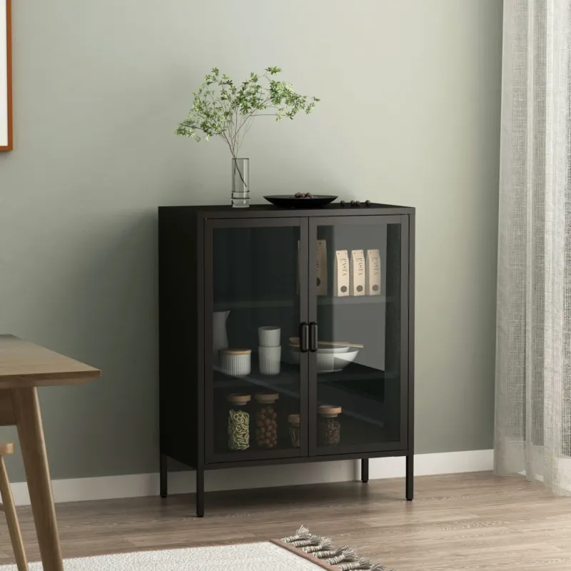 Sideboard Fauske mit Glastüren in versch. Farben [en.casa] - premiumXL