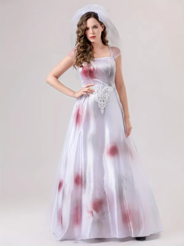 Womens Spooky Corpse Bride Halloween Costume Dress Bloody Maxi Gown - Product detail 4