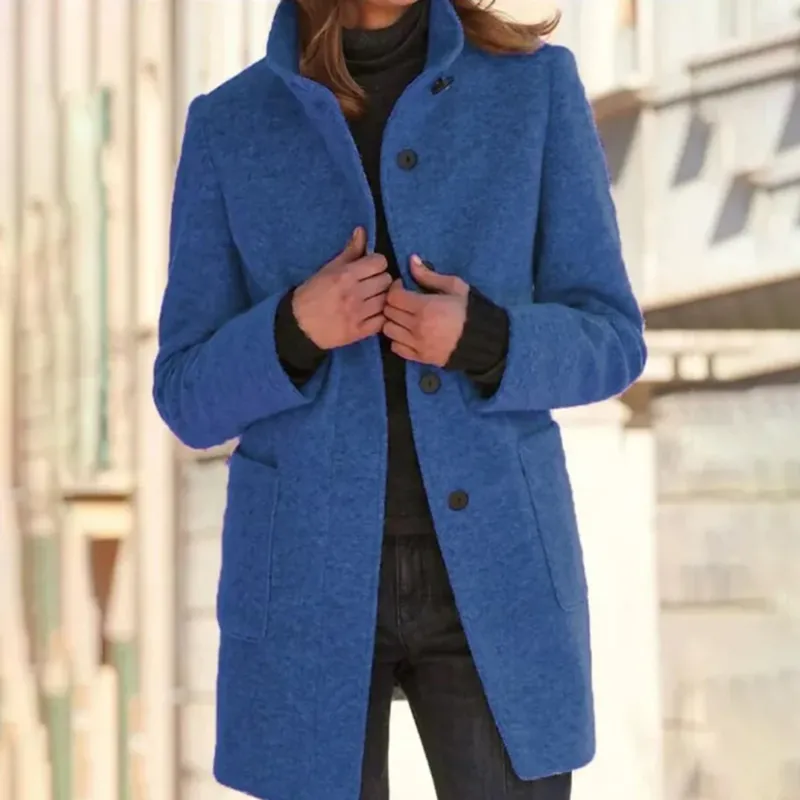 Womens Winter Coat Stand Collar Long Sleeve Design - Product showcase