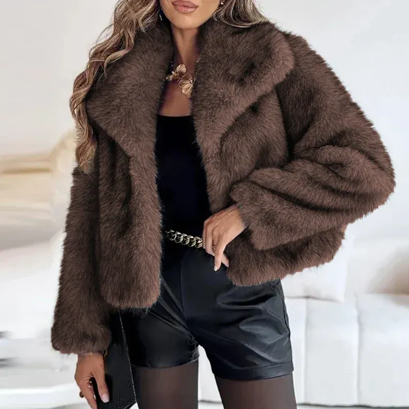 Plush Faux Fur Jacket Soft Pink Winter Outerwear - Product example