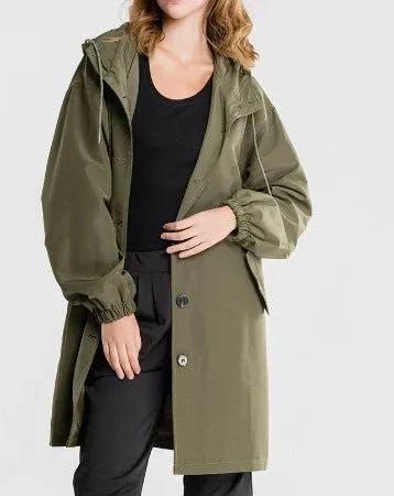 Womens Lightweight Windbreaker Mid-Length Hooded Design - Detailed view