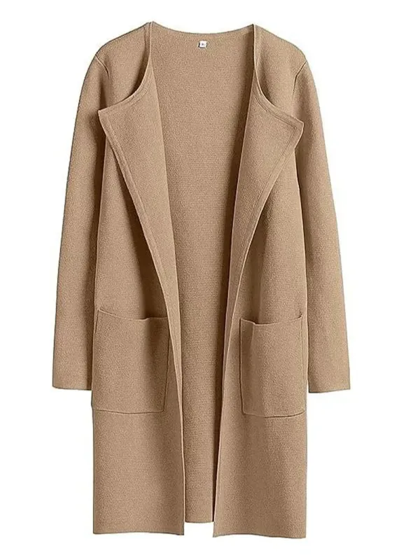 Minimalist Wool Blend Coat Wide Lapel Relaxed Design - Product showcase
